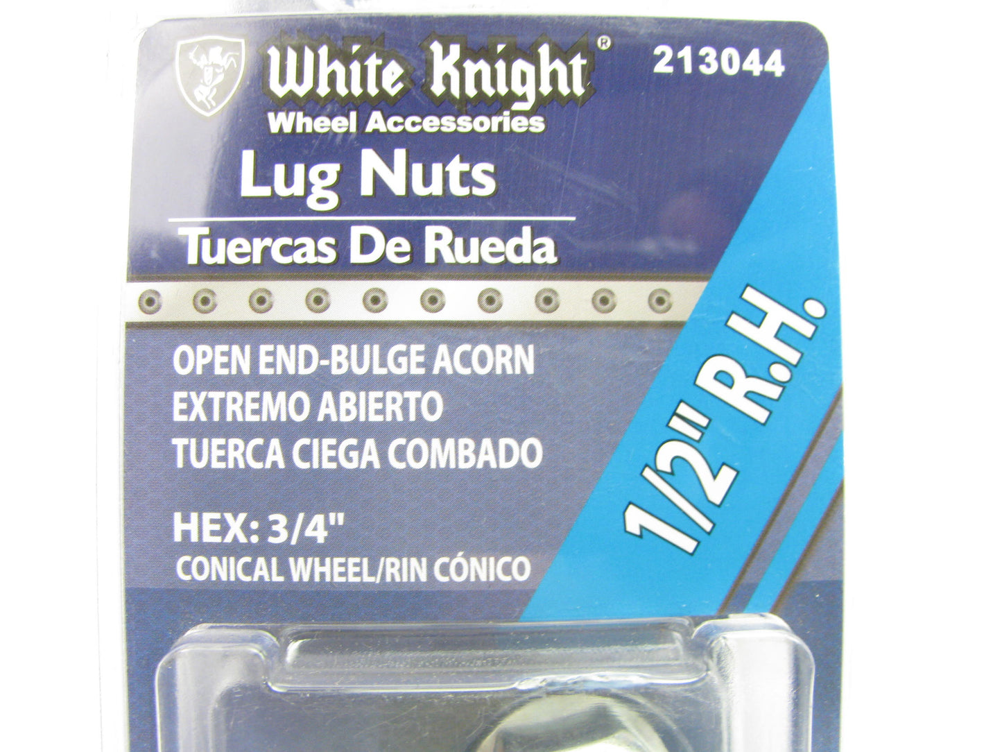 White Knight 213044 Wheel Lug Nuts Open End Bulge Acorn 1/2'' RH, 3/4'' Hex 4/Pack