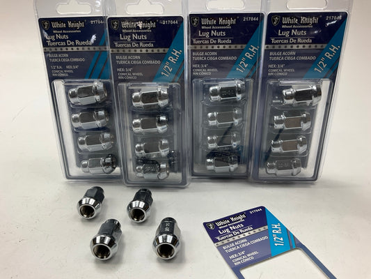 (20) White Knight 217044 Wheel Lug Nuts - 1/2'' RH Bulge Acorn 3/4'' Hex