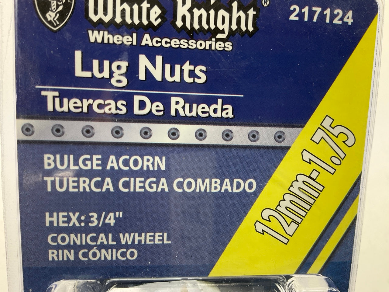 (20) White Knight 217124 Wheel Lug Nuts - 12mm-1.75 Bulge Acorn 3/4'' Hex