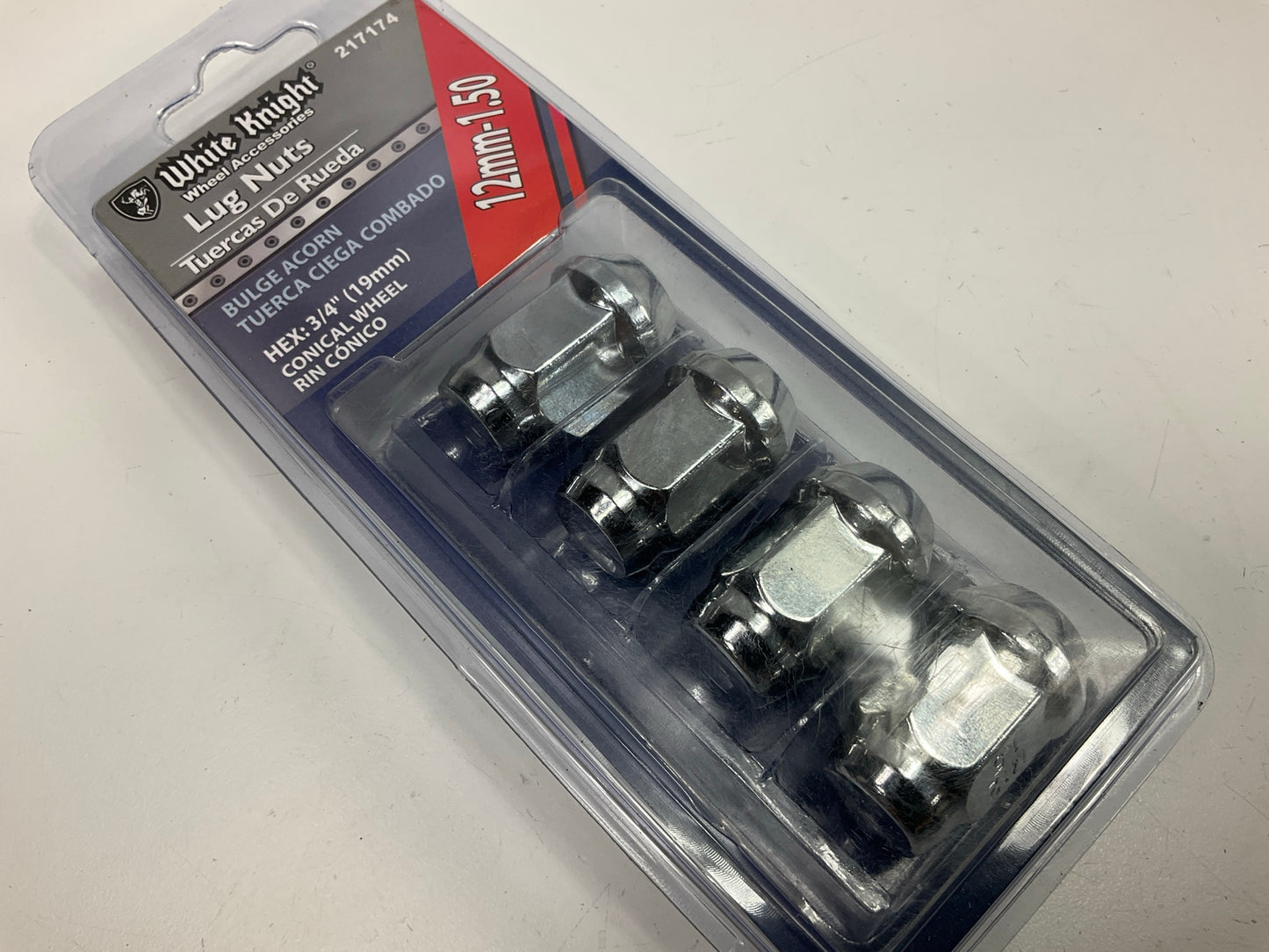 White Knight 217174 Wheel Lug Nuts 12mm X 1.50 Thread Size, 3/4'' Hex, 4 Lug Nuts