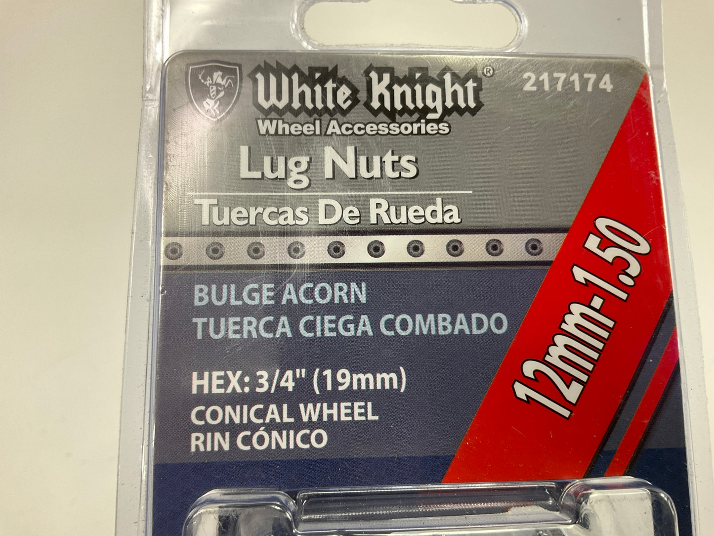 White Knight 217174 Wheel Lug Nuts 12mm X 1.50 Thread Size, 3/4'' Hex, 4 Lug Nuts