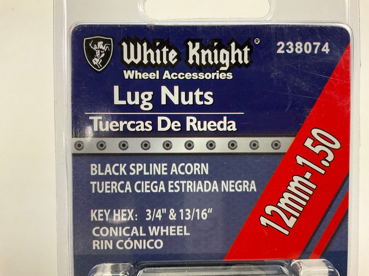 White Knight 238074  12mm X 1.50 Black Spline Acorn Lug Nuts, 4 / PACK