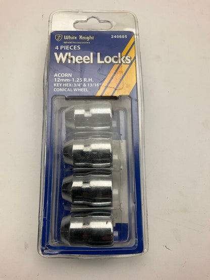 White Knight 240605 Wheel Locks Acorn 12mm-1.25 R.H, Key Hex 3/4'' & 3/16''