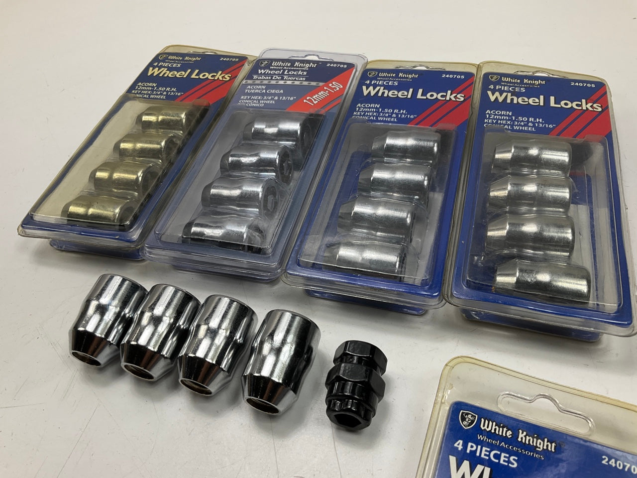 (20) White Knight 240705 Wheel Lock Set 12mm-1.50 Acorn, 3/4'' & 13/16'' Hex Key