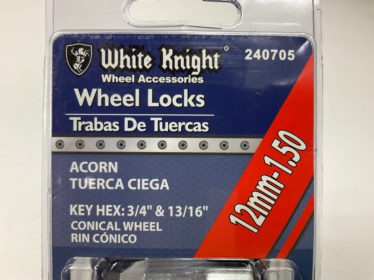 (20) White Knight 240705 Wheel Lock Set 12mm-1.50 Acorn, 3/4'' & 13/16'' Hex Key