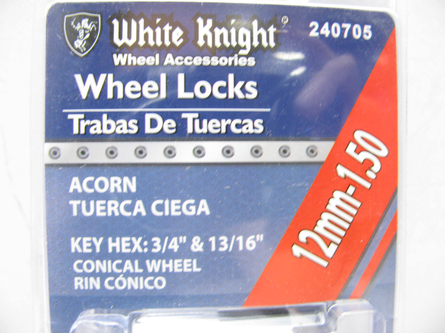 White Knight 240705 Wheel Lock Set 12mm-1.50 Acorn, 3/4'' & 13/16'' Hex Key 4/Pack