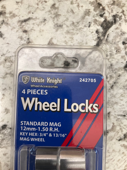 White Knight 242705 Wheel Lock Set Kit (4 Wheel Locks With Key. 12mmx1.50 )