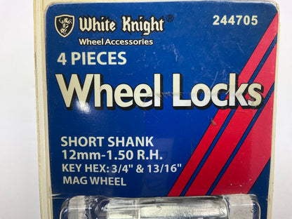 (4) White Knight 244705 Wheel Locks Short Shank 12mm-1.50 RH 3/4'',13/16'' Hex