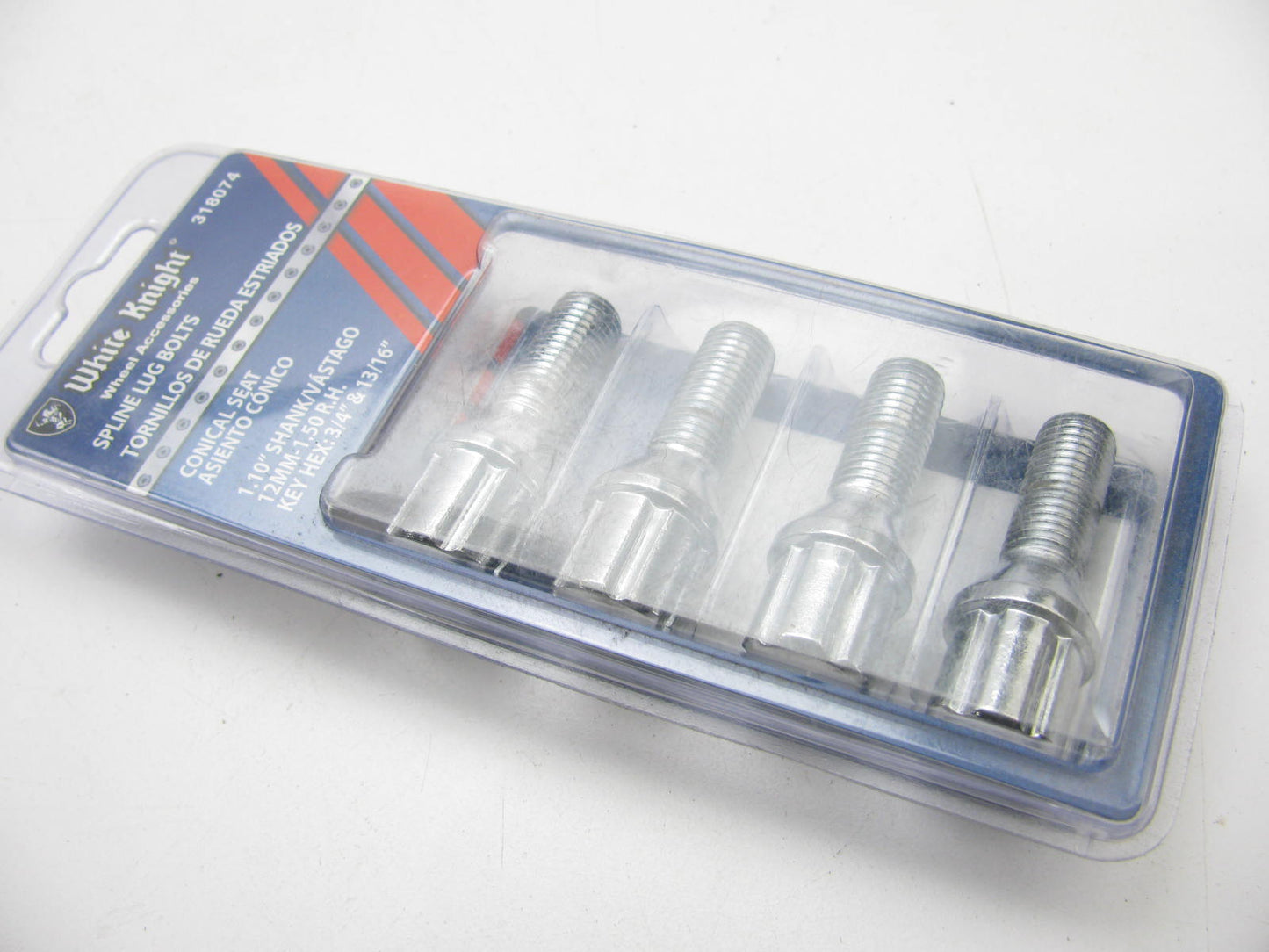 (4) White Knight 318074 Wheel Spline Lug Bolts 12mm-1.50 R.H. (1.10'' Shank)