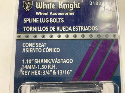 (20) White Knight 318204 Spline Wheel Lug Bolts - 14MM X 1.50 R.H., 1.10'' Shank
