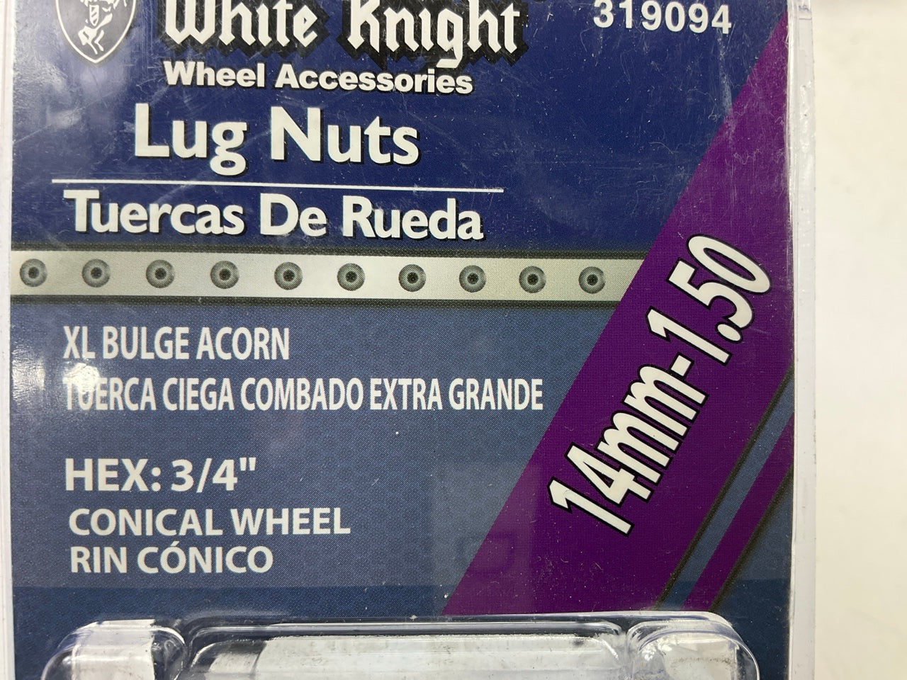 (20) White Knight 319094 Wheel Lug Nuts - 14mm-1.50 XL Bulge Acorn, 3/4'' Hex