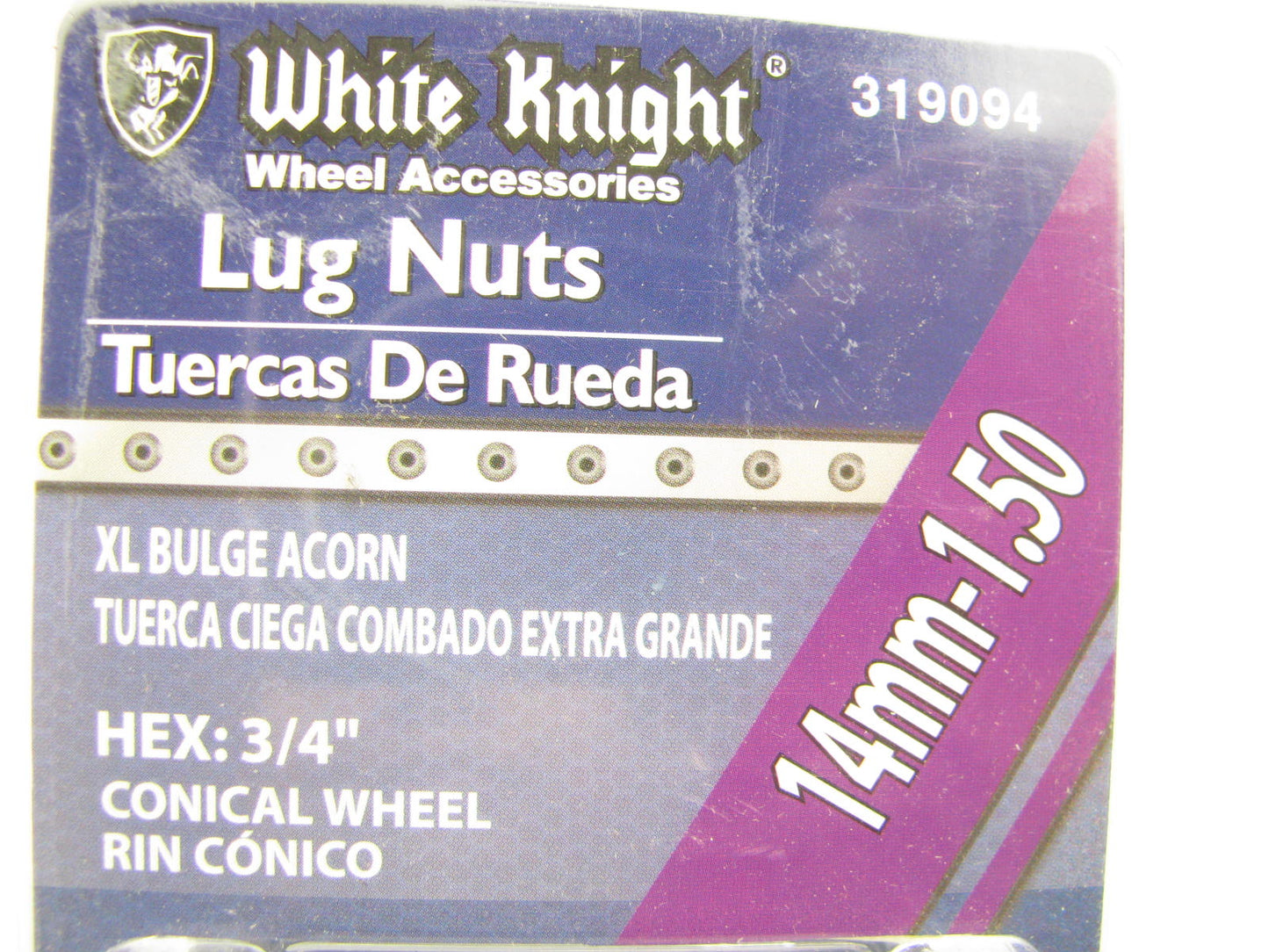 White Knight 319094 Wheel Lug Nuts - 14mm-1.50 XL Bulge Acorn, 3/4'' Hex - 4/Pack