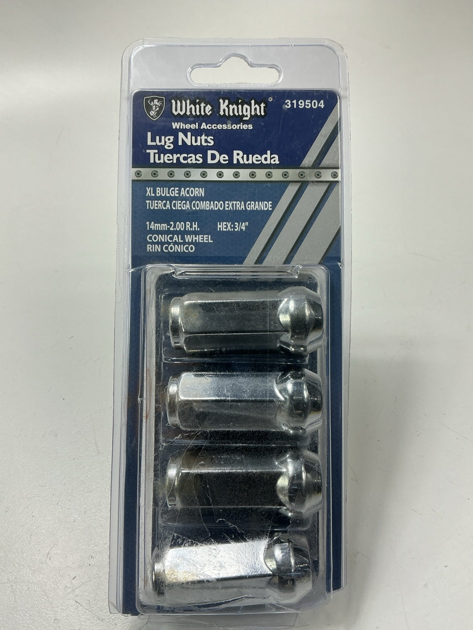 OPENBOX White Knight 319504 XL Bulge Acorn Lug Nuts 14mm-2.00 RH, 3/4'' Hex, 4PCS