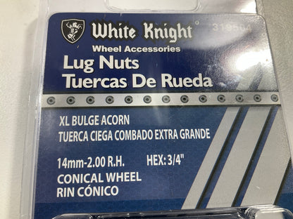 White Knight 319504 XL Bulge Acorn Lug Nuts, 14mm-2.00 RH, 3/4'' Hex - 4/Pack