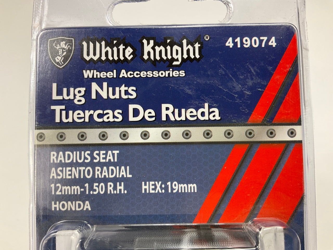 White Knight 419074 Wheel Lug Nuts, 12mm-1.50 RH, Radius Seat, 19mm Hex, 20/Pack
