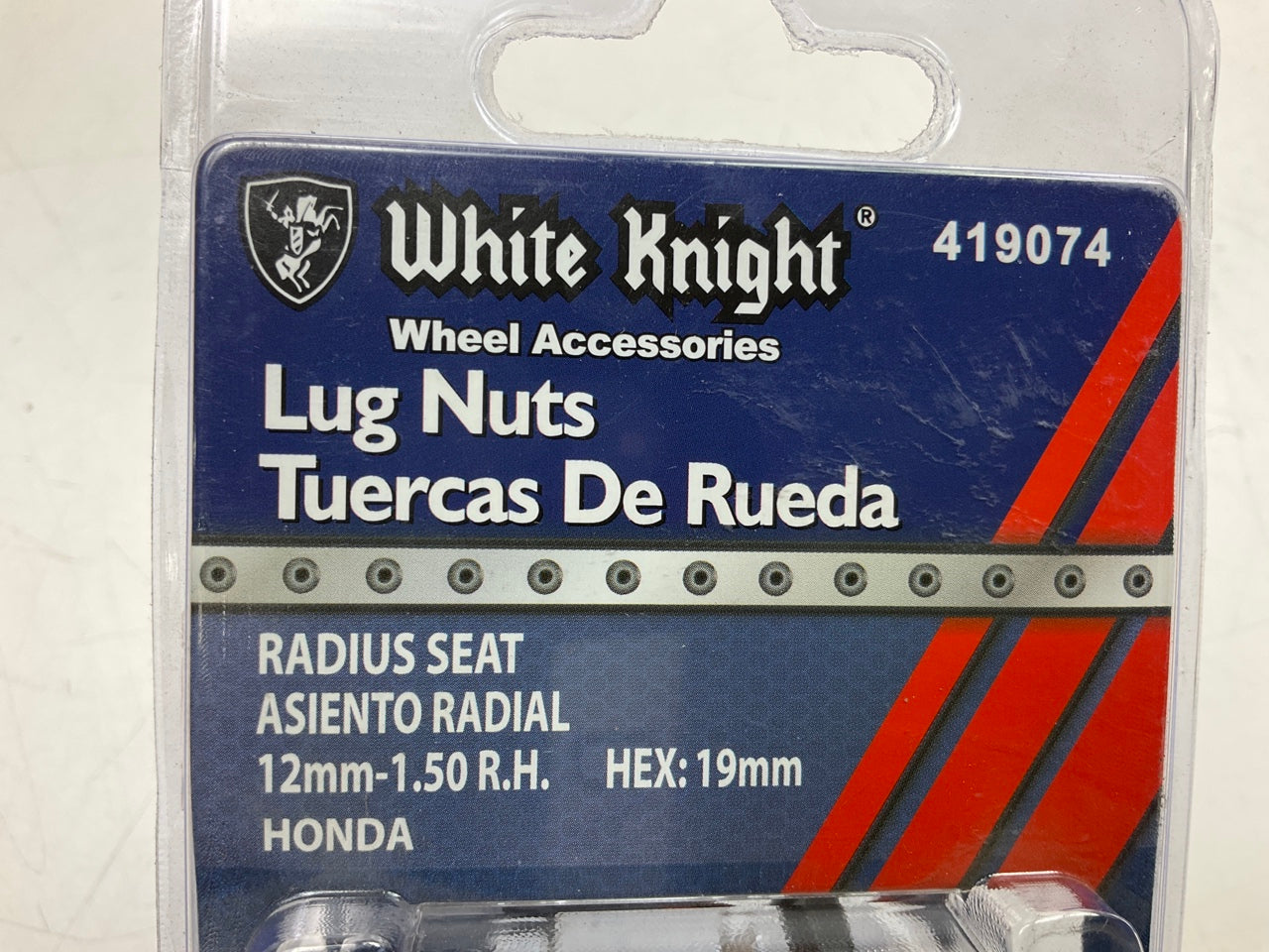 White Knight 419074 Wheel Lug Nuts - 12mm-1.50 RH, Radius Seat, 19mm Hex, 4/Pack