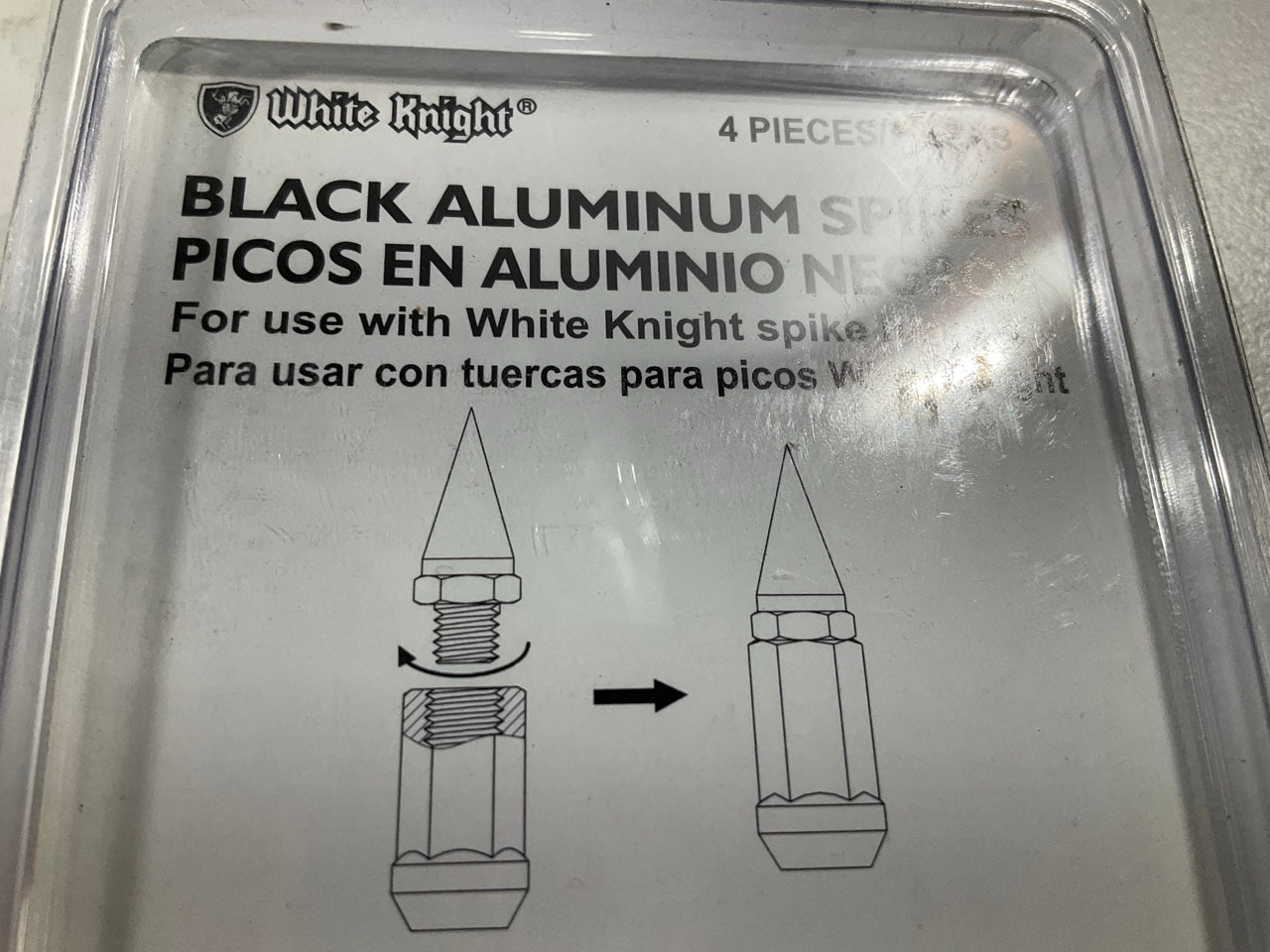 White Knight 519014 Black Aluminum Spikes For Spike Lug Nuts - 4/Pack