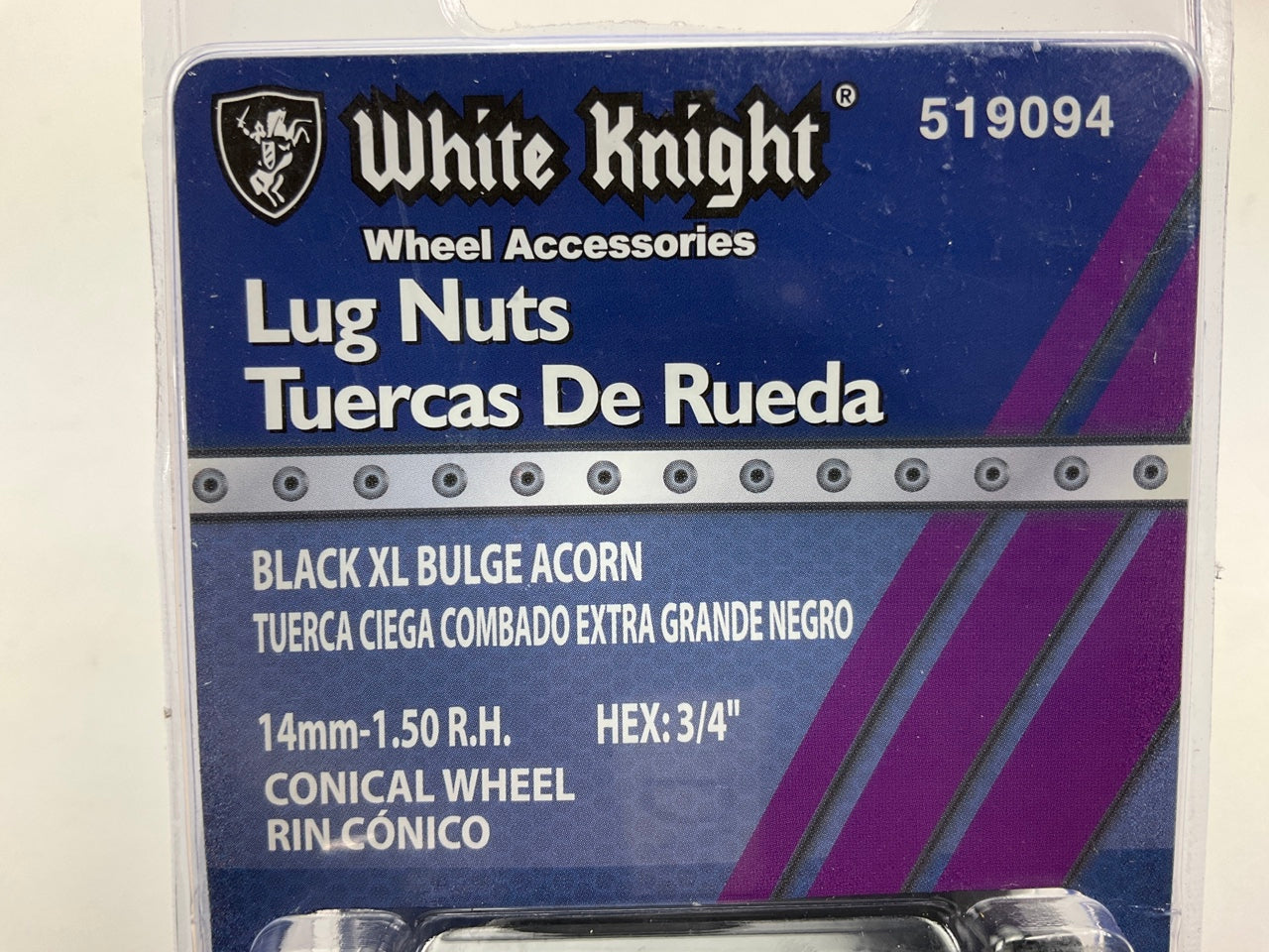 White Knight 519094 Wheel Lug Nuts 4 / PACK, 14MM X 1.50 R.H., 3/4'' Hex