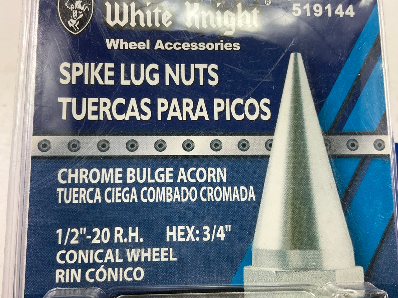 (20) White Knight 519144 Lug Nuts Chrome Bulge Acorn 1/2''-20, 3/4'' Hex