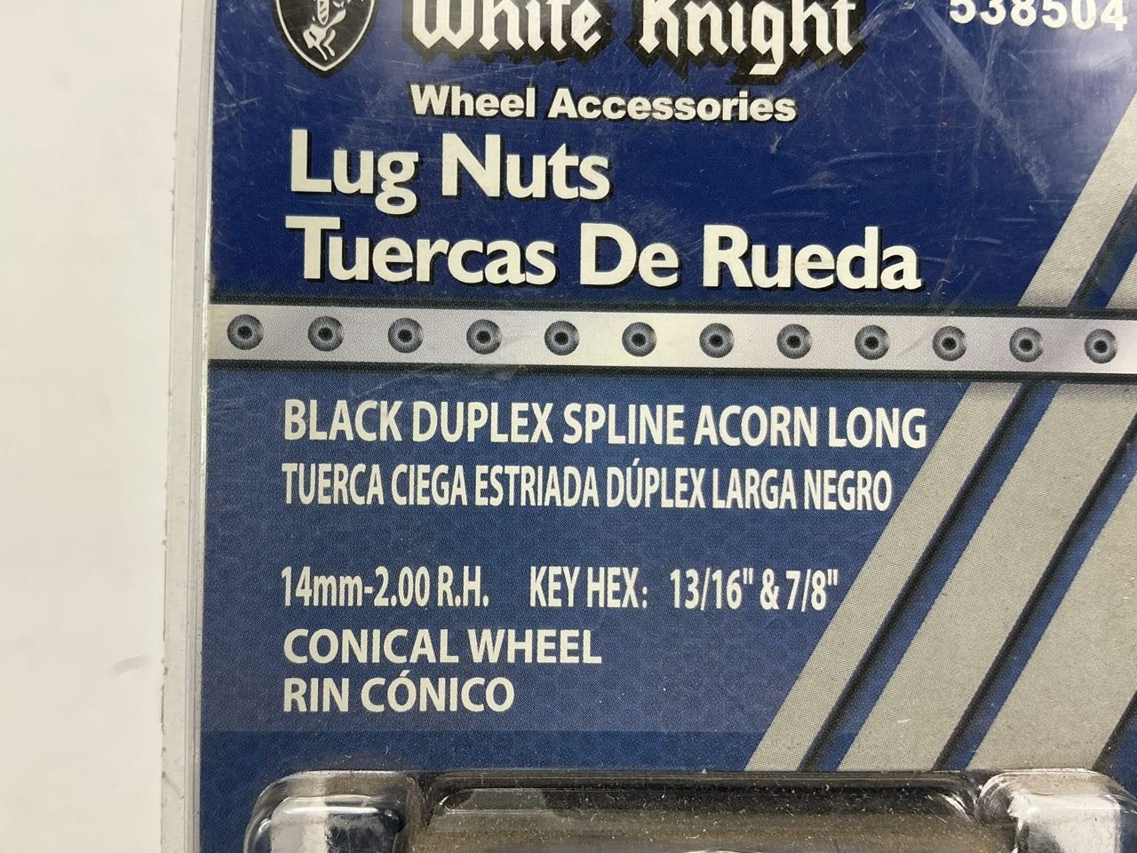 (20) White Knight 538504 Wheel Lug Nuts 14mm X 2.00 Thread, 13/16'' & 7/8''Hex