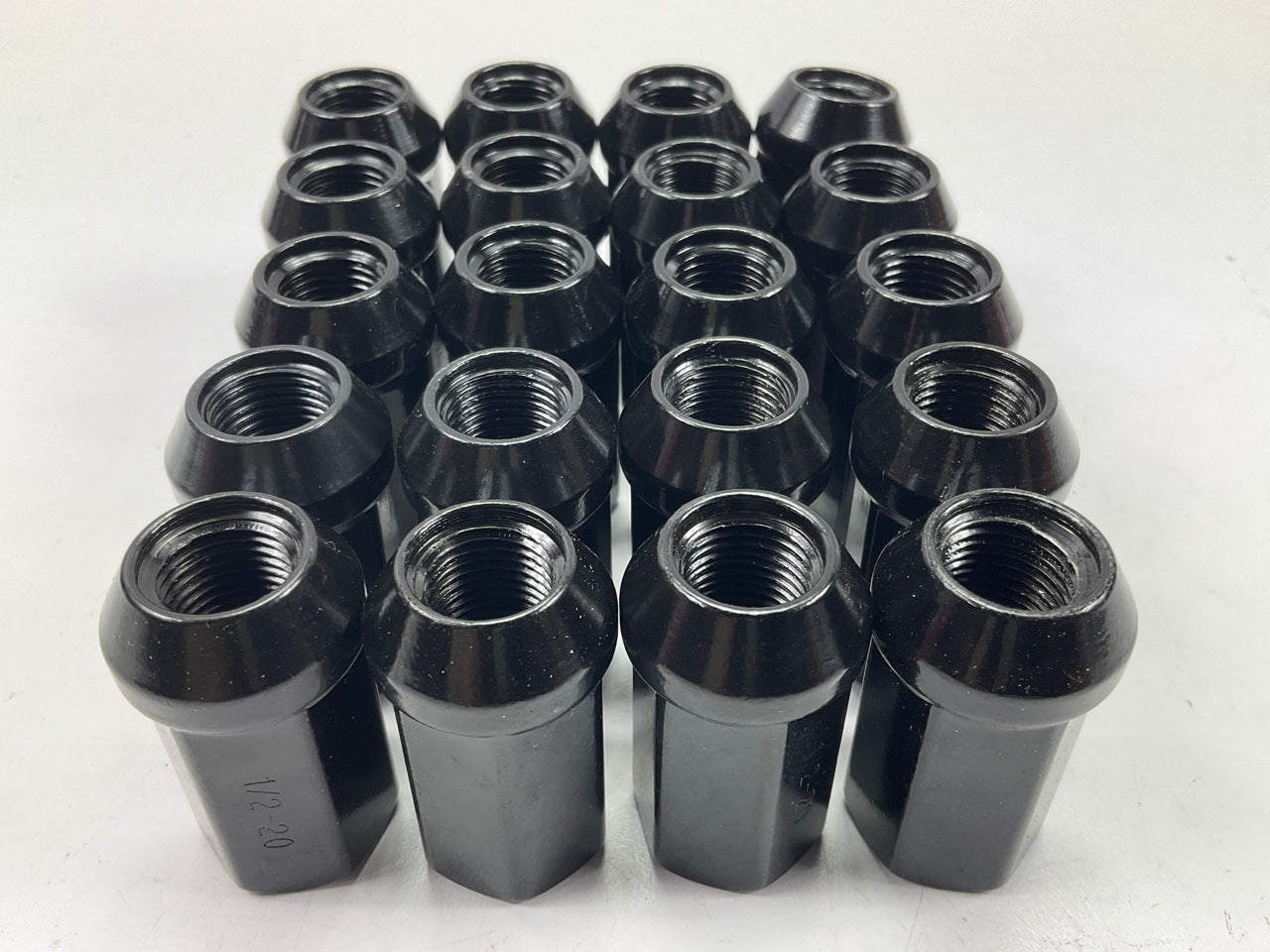 (20) White Knight 619144 Wheel Lug Nuts 1/2''-20 RH Black Bulge Acorn, 3/4'' Hex