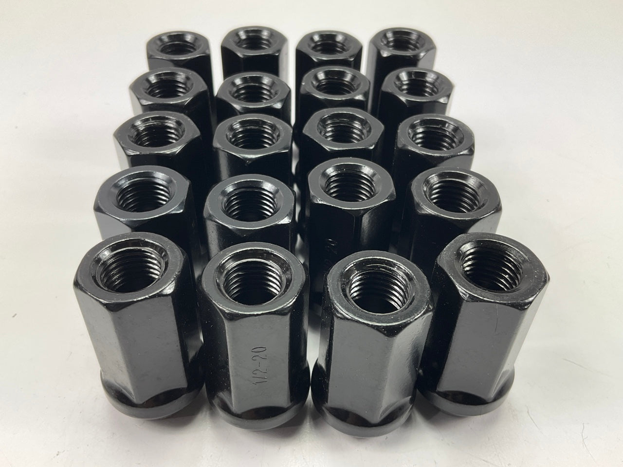 (20) White Knight 619144 Wheel Lug Nuts 1/2''-20 RH Black Bulge Acorn, 3/4'' Hex