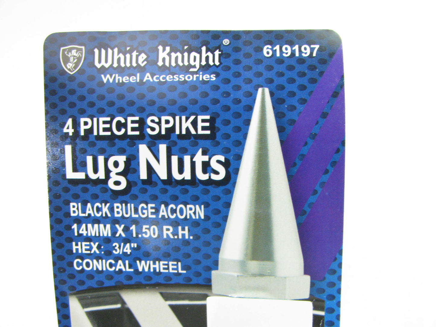 White Knight 619197 Wheel Lug Nuts 4 PACK, 14mm X 1.50RH, SPIKES SOLD SEPARATELY