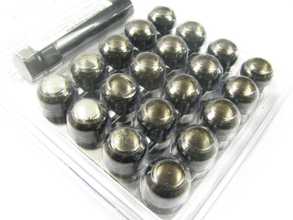 White Knight 723807 Wheel Lock Set Kit - 12mm-1.50 Black Spline Acorn, 20 PCS