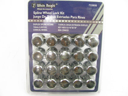 (20) White Knight 733850 Wheel Lug Nuts Lock Kit Duplex Spline Acorn 14mm-2.00