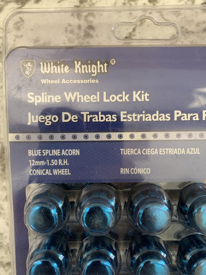 (20) White Knight 753807 Spline Wheel Lock & Lug Nut Kit 12mm-1.50 RH Blue Acorn