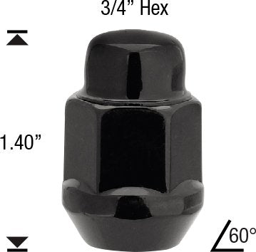 White Knight 761704 Wheel Lug Nut & Lock Kit 1/2'' 20 Black Bulge Acorn Lug Nuts