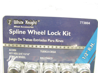 White Knight 773804 Wheel Lock Kit 1/2'' - Acorn Lug Nuts 3/4'' Hex, 20 Pack