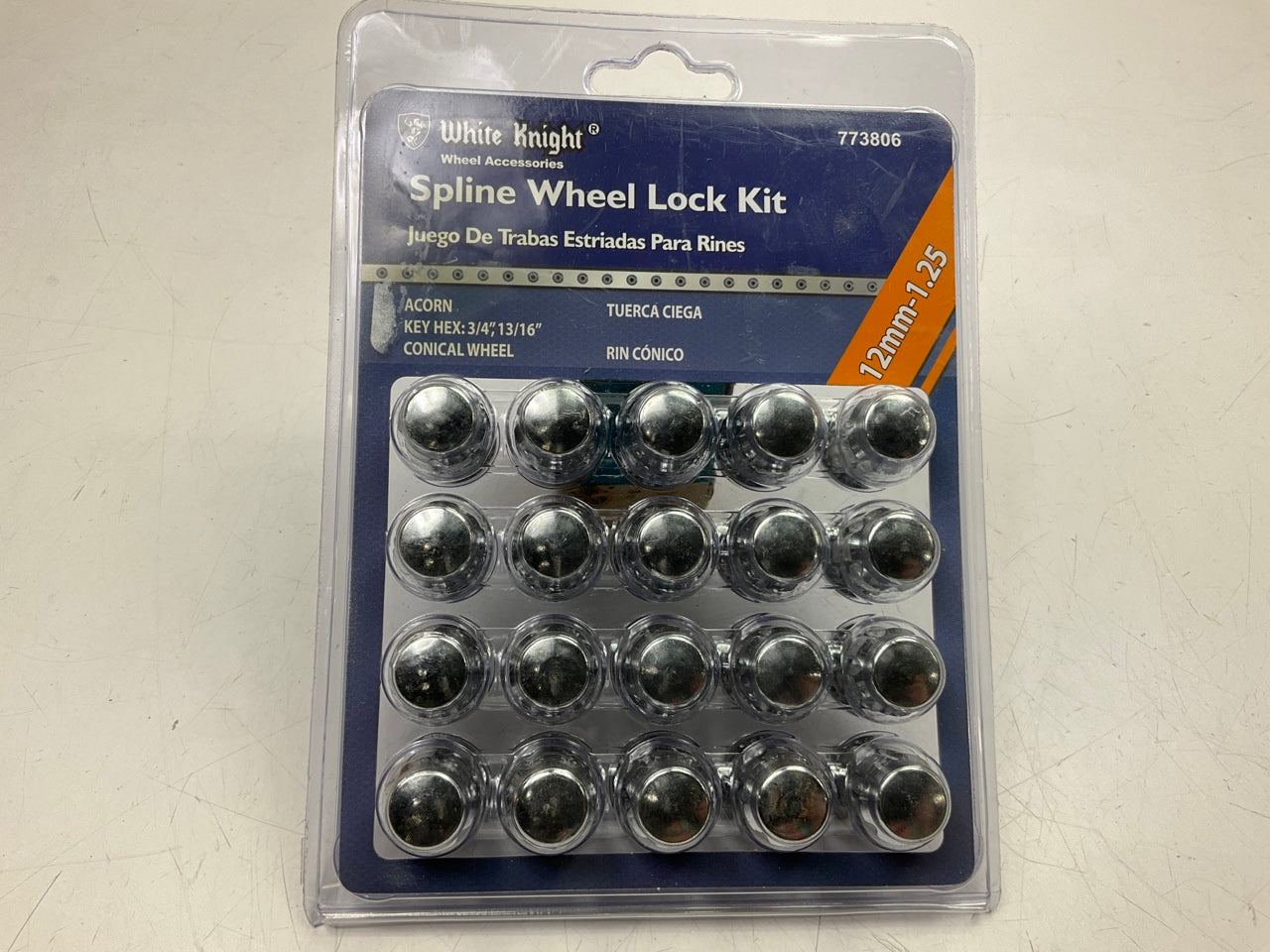 White Knight 773806 Spline Wheel Lug Nut Lock Kit - Acorn 12mm-1.25, 3/4'' 20pcs