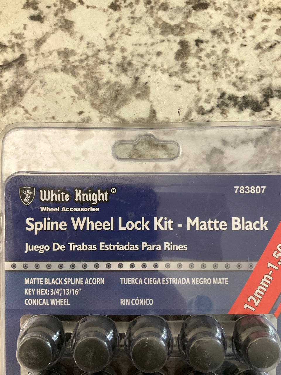 20 PC White Knight 783807 Wheel Lug Lock Kit, Matte Black, 12mm-1.50