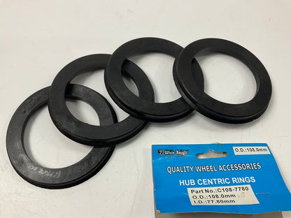 (4) White Knight C108-7780 Hub Centric Rings For Wheels 108mm OD, 77.8mm ID