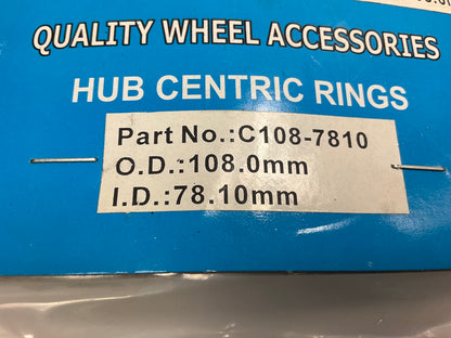 (4) White Knight C108-7810 Hub Centric Rings For Wheels 108mm OD, 78.10mm ID