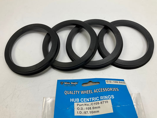 (4) White Knight C108-8710 Hub Centric Rings For Wheels 108.0mm OD, 87.10mm ID