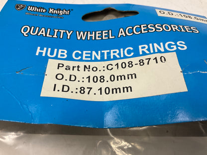 (4) White Knight C108-8710 Hub Centric Rings For Wheels 108.0mm OD, 87.10mm ID