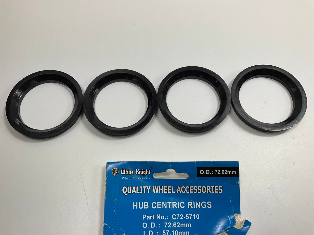 (4) White Knight C72-5710 Hub Centric Rings For Wheels 72.62mm OD, 57.10mm ID