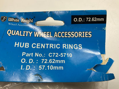(4) White Knight C72-5710 Hub Centric Rings For Wheels 72.62mm OD, 57.10mm ID
