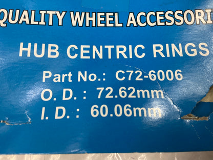 White Knight C72-6006 Hub Centric Rings For Wheels 72.62mm OD, 6006mm ID