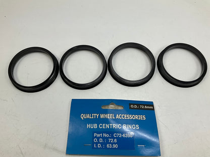 (4) White Knight C72-6390 Hub Centric Rings For Wheels 72.6mm OD, 63.90mm ID