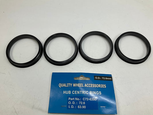 (4) White Knight C72-6390 Hub Centric Rings For Wheels 72.6mm OD, 63.90mm ID