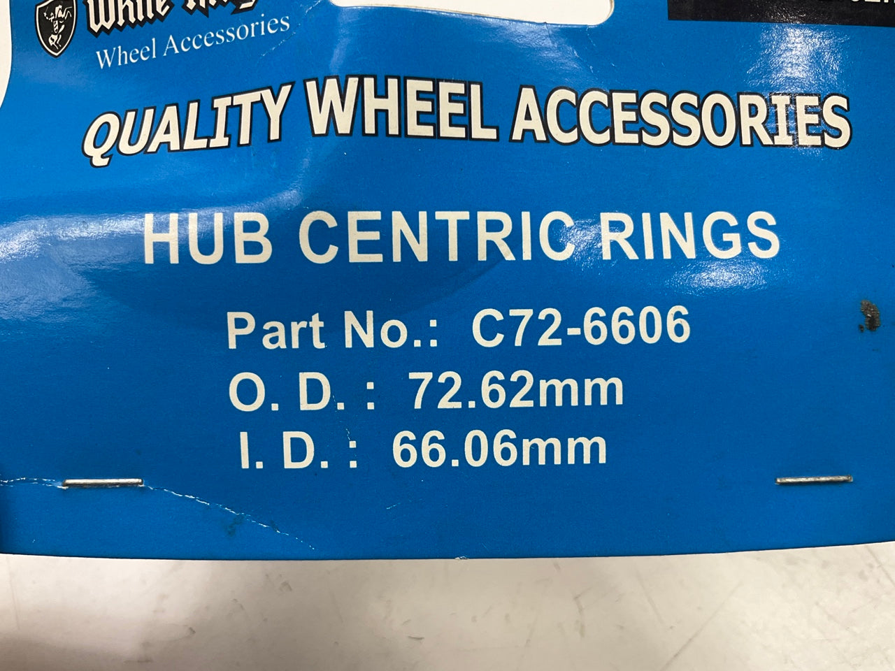 (4) White Knight C72-6606 Hub Centric Rings For Wheels 72.62mm OD, 66.06mm ID