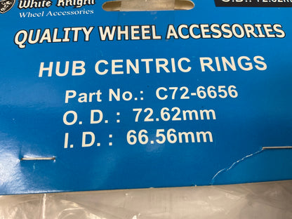 (4) White Knight C72-6656 Hub Centric Rings For Wheels 72.62mm OD, 66.56mm ID