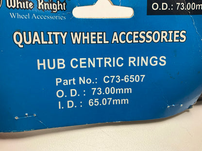 (4) White Knight C73-6507 Hub Centric Rings For Wheels 73.00mm OD, 65.07mm ID