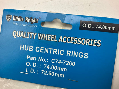 White Knight C74-7260 Hub Centric Rings For Wheels 74.00mm OD, 72.60mm ID 4 Pack