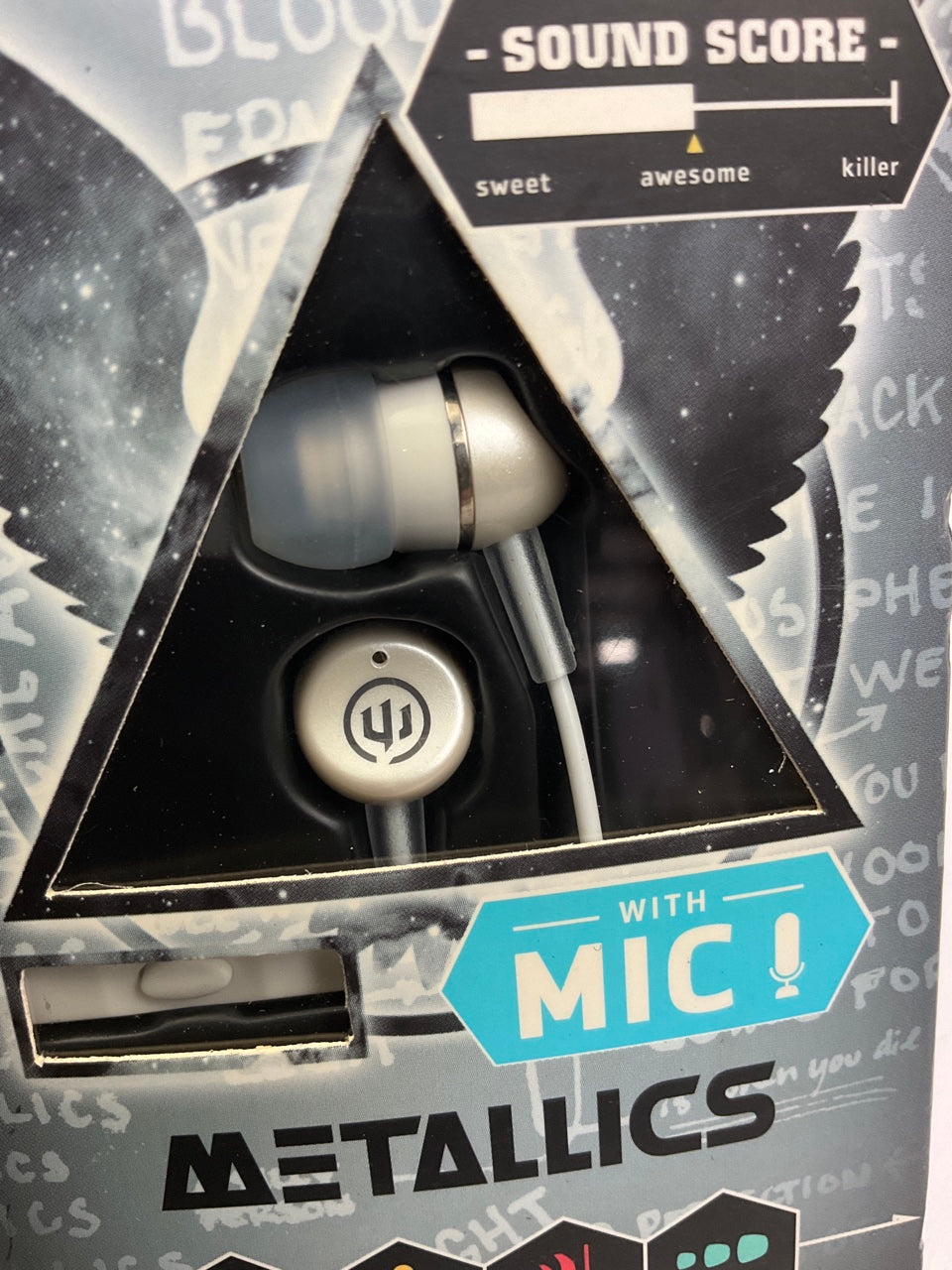 WICKED WI-1954 Metallics Earbud Headphones With Microphone (White)