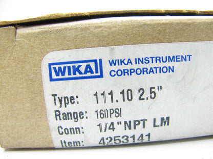 Wika 4253141 2.5'' 111.10 Series Utility Gauge 1/4'' NPT Lower Mount 160 Psi