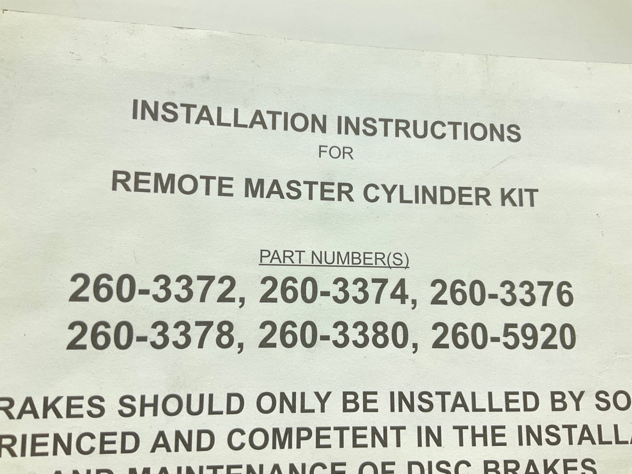 INCOMPLETE - AS SHOWN - Wilwood Replacement Master Cylinder Remote Reservoir Set